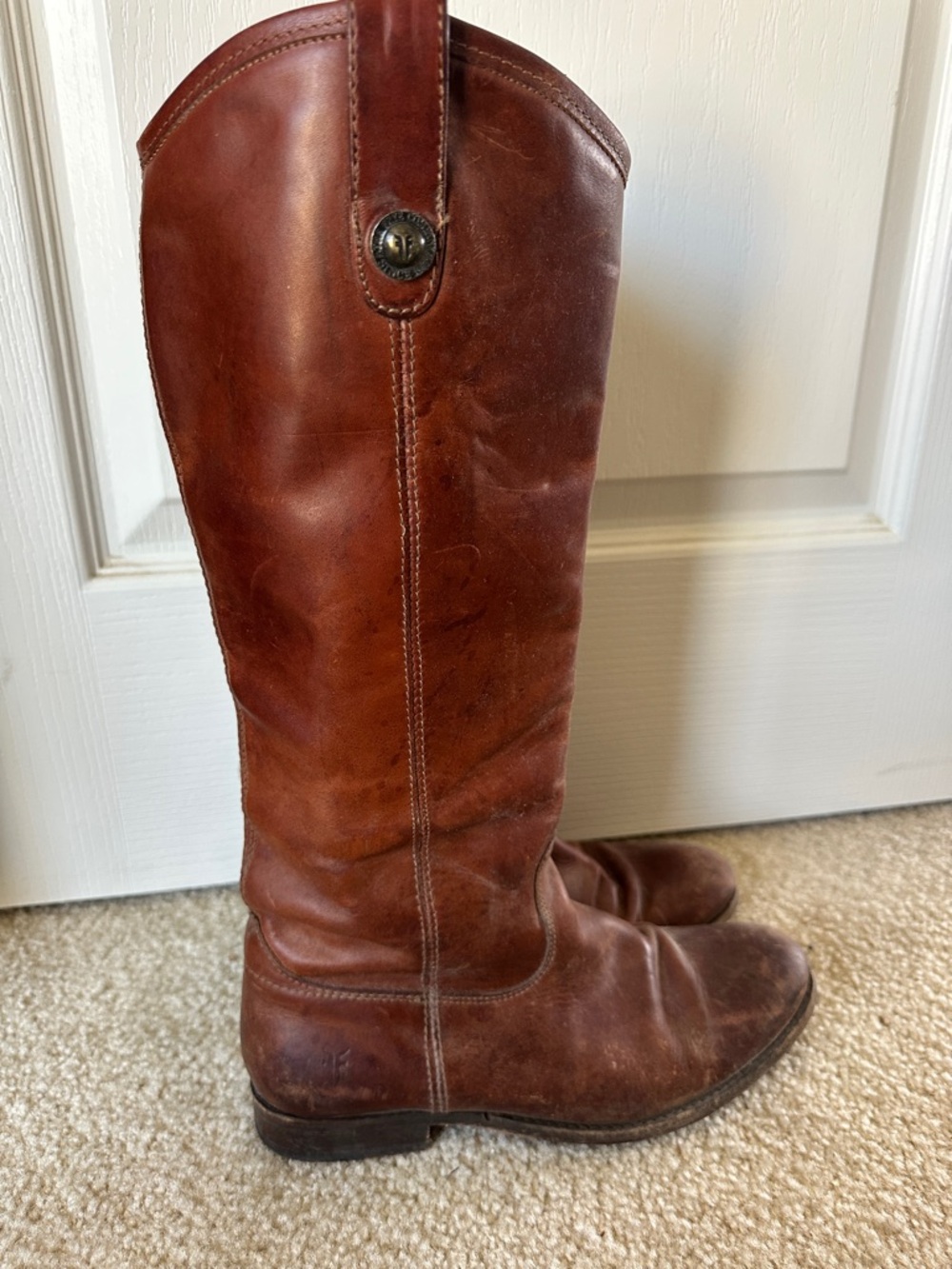 Frye Tall Leather Riding Boots in Brown